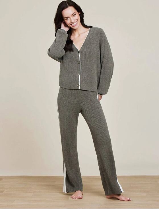 Barefoot Dreams Other - Barefoot Dreams CozyChic Ultra Lite Contrast Ribbed Cardigan Pant Set